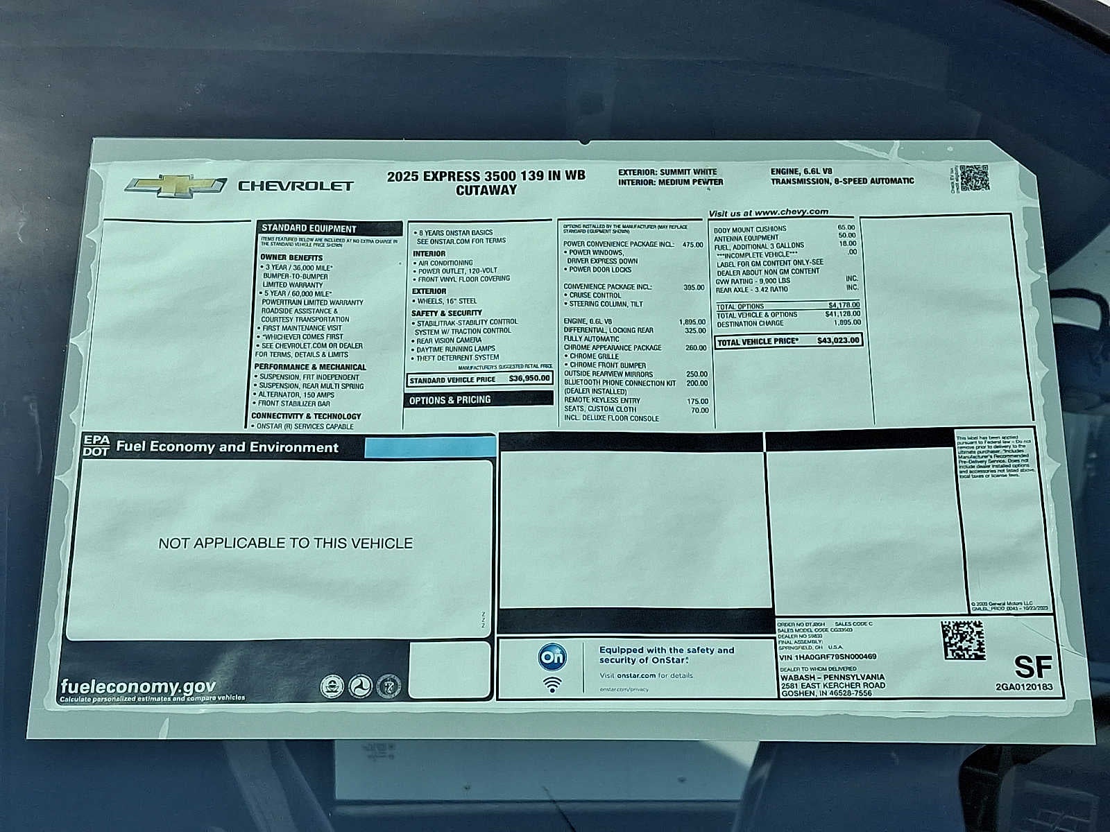 2025 Chevrolet Express Cutaway 3500 1WT